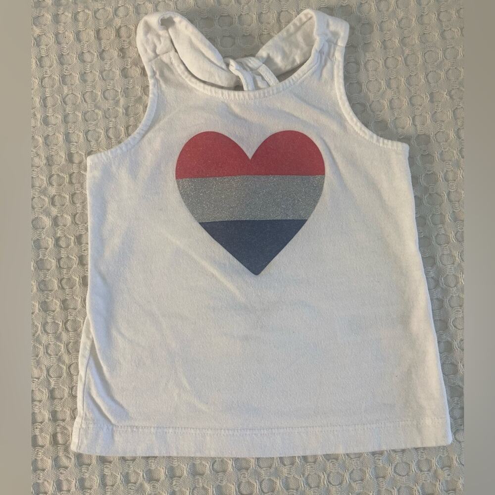 Carters White‎ Sleeveless Heart Shirt Sz 18Mths